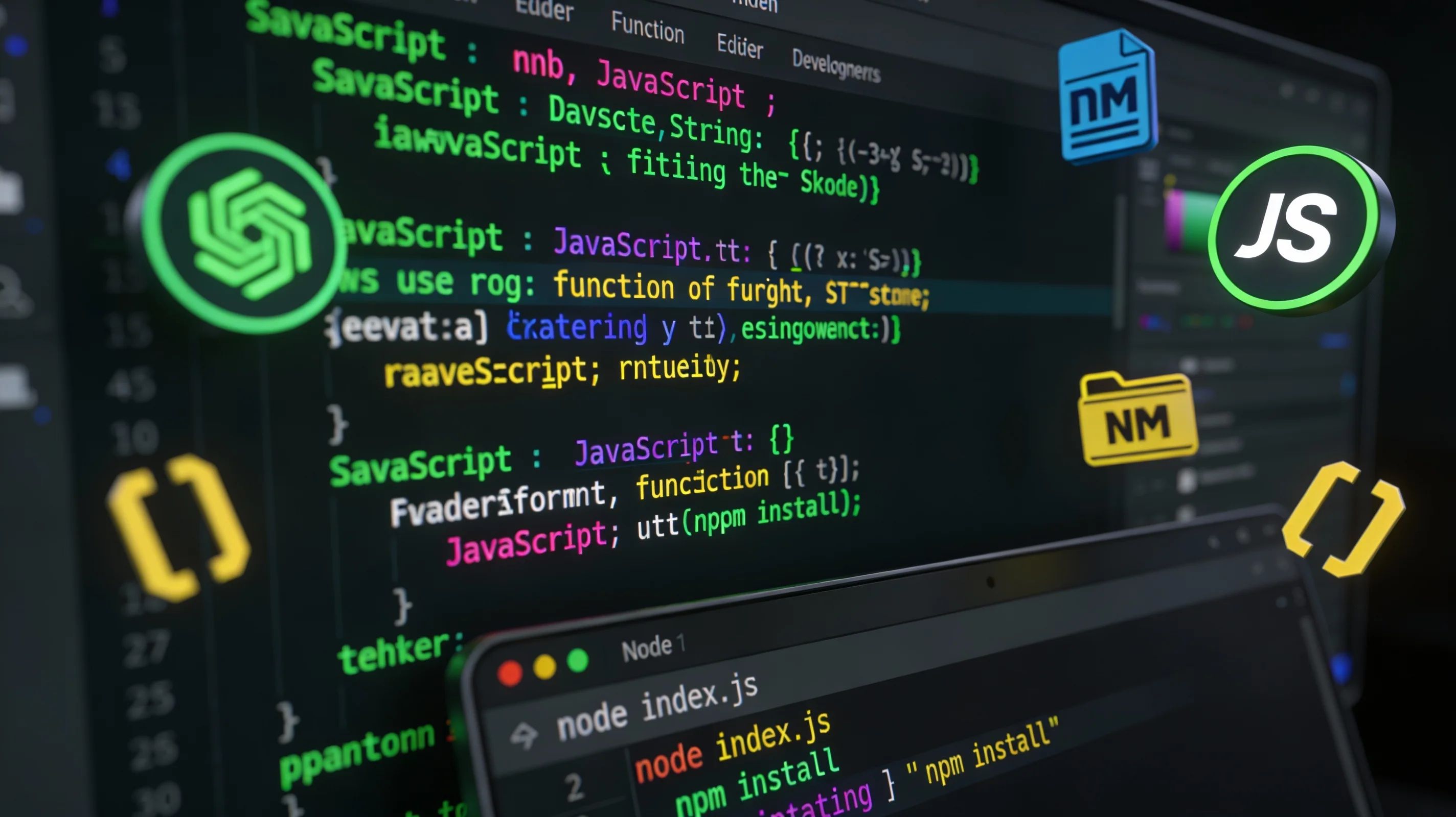 Illustration of JavaScript and Node.js development