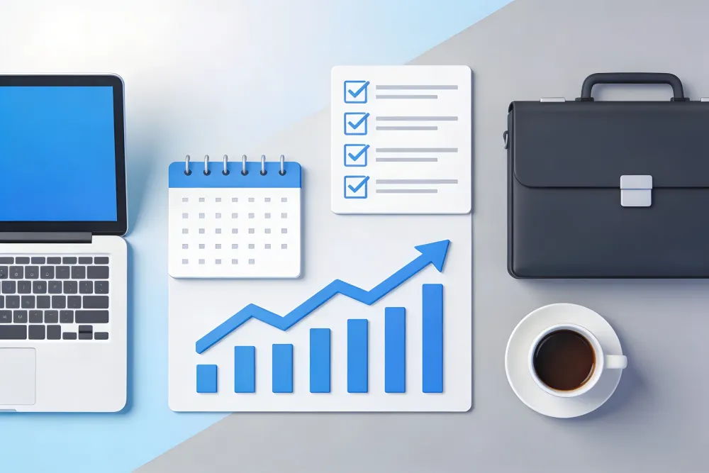 Illustration of productivity and business tools